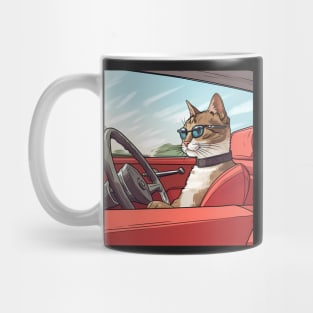 Cat Wearing Glasses Driving A Car Mug